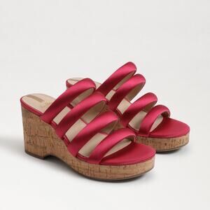 New Sam Edelman Yuki Sandal in Fuchsia Satin Women's Size 10.5